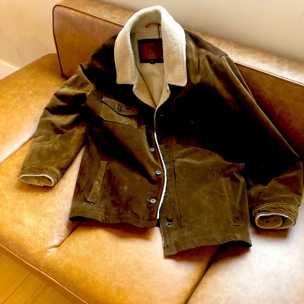 Timberland Brown Suede Sherpa Collar Jacket